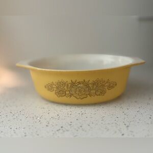 Vintage Pyrex Yellow Floral Casserole Dish